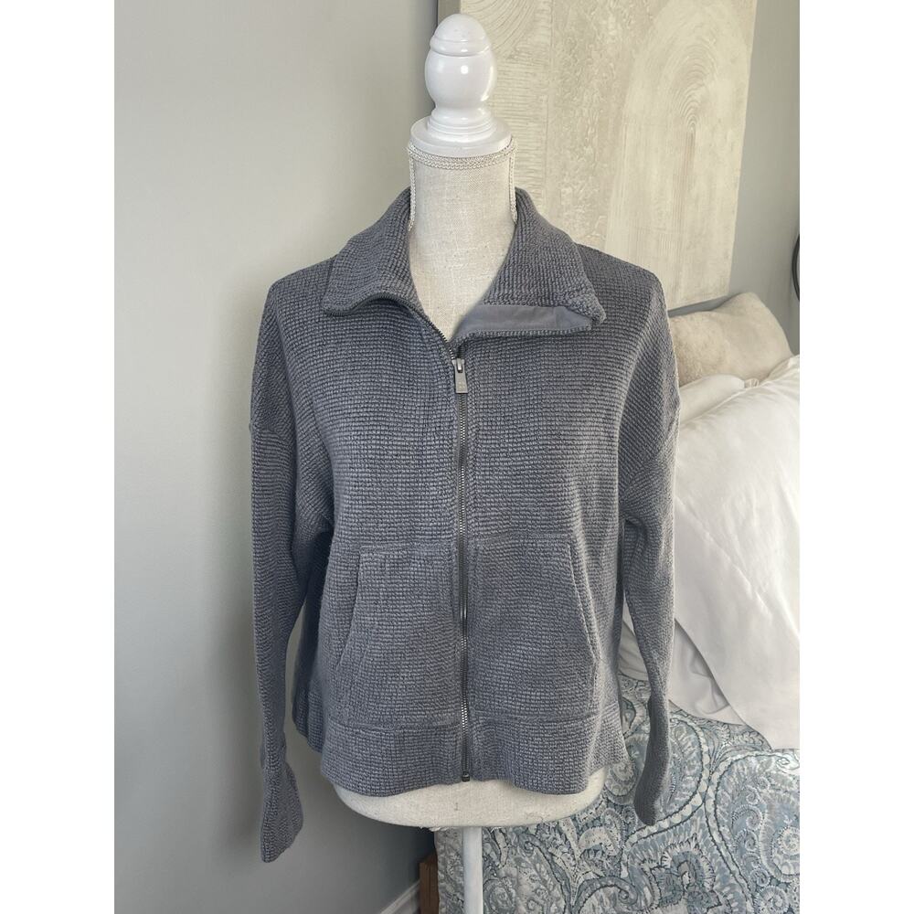 Sweaty Betty Restful Boucle Zip Through Sweatshirt Gray Women’s Medium